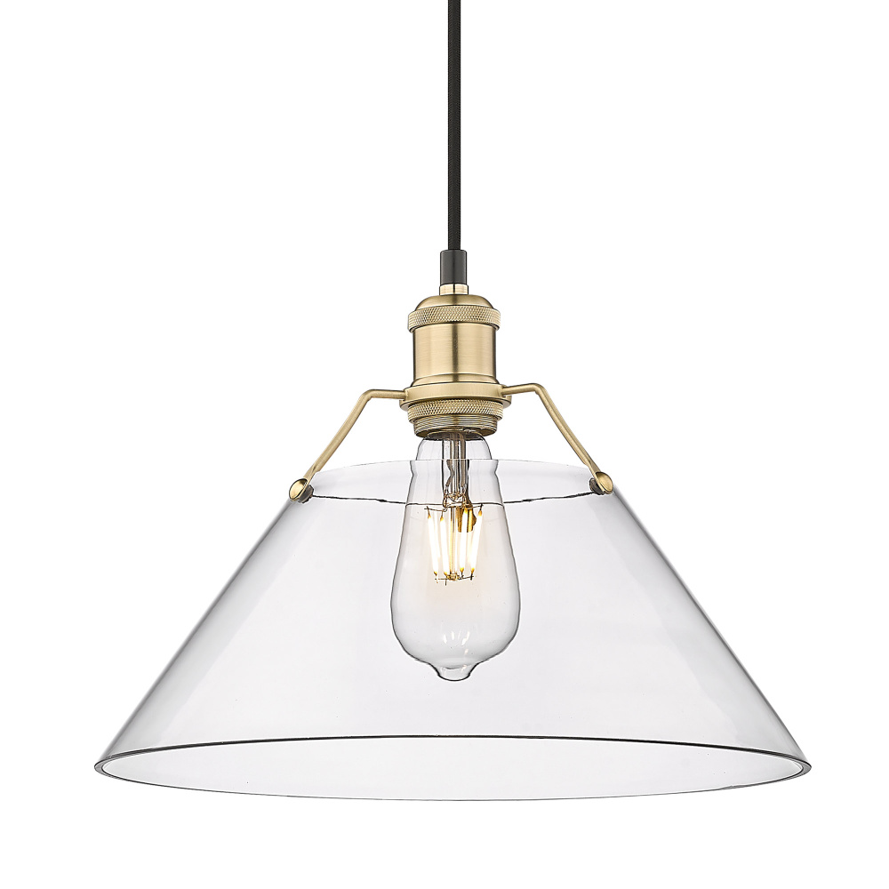 Yep by Golden Lighting Orwell 1-light 14in Pendant in Brushed Champagne Brass and Clear Glass
